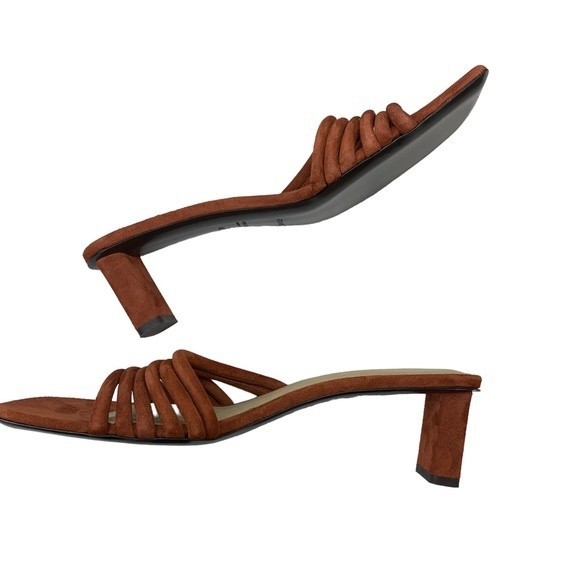 NEW Frame Le Tonga Mules Slides Brick Brown Heels 40.5 / 10 Strappy Sandals - Picture 5 of 9